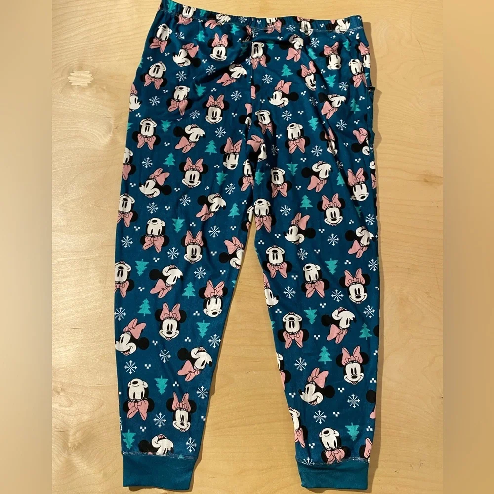 Disney Pajama Bottoms - Blue with Pink and White Minnie XL (16-18) (OQ)